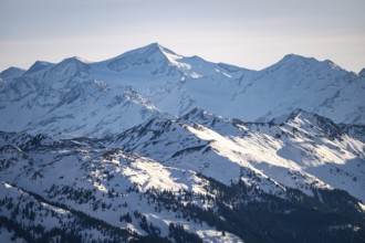 Grossvenediger summit in winter, view from Hohe Salve, Tyrol, Austria