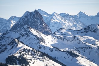 Rettenstein summit in winter, view from Hohe Salve, Tyrol, Austria