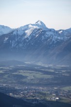 Guffertspitze summit above the Inn Valley in winter, view from the Hohe Salve, Tyrol, Austria