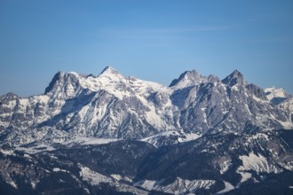 Peaks of the Lofer Mountains in winter, Hochbrixen, Brixen im Thale, Tyrol, Austria