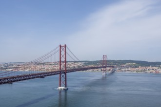 25th April Bridge, Ponte 25 de Abril across the Tagus River, Lisbon, Portugal