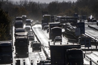 Highway construction site, the A57 is extended to 6 lanes on the section between the Meerbusch