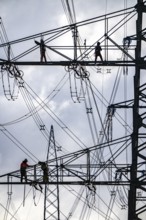 Work on a 380 kV high-voltage overhead line, new construction, along the A57 motorway, near
