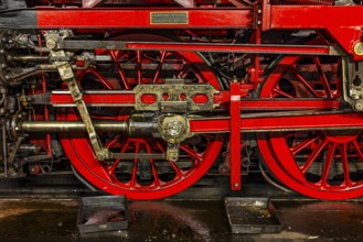 Wheelwork of a historic steam locomotive owned by the Free State of Bavaria, Eisenbahnmuseum,