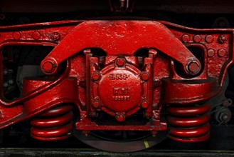 Suspension of a historic steam locomotive owned by the Free State of Bavaria, Eisenbahnmuseum,