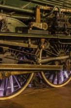 Wheelwork of the legendary French locomotive La France, operating number 231.K 22, railway museum,