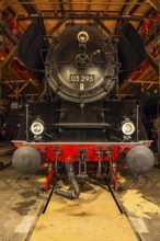 Historic express train locomotive 03 295, built 1937, railway museum, Augsburg railway park,