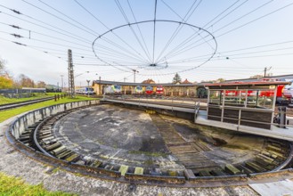 Turntable with overhead line spider, Augsburg railway park, administrative district of Swabia,