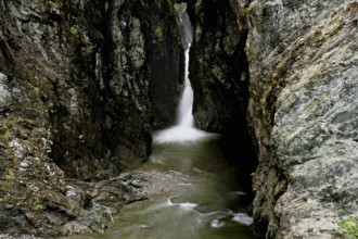 Small waterfall, Diosaz mountain river in the gorge, Gorges de la Diosaz, Les Houches,