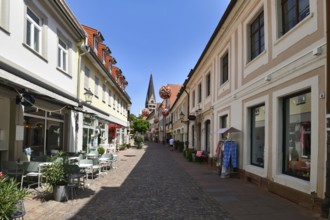 Ettlingen, Germany - August 13th 2025: City center street in Ettlingen old town in summer