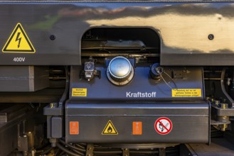 Fuel filler plug for a modern diesel locomotive, Augsburg railway park, administrative district of