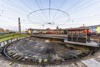 Turntable with overhead line spider, Augsburg railway park, administrative district of Swabia,
