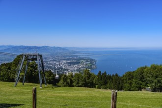 View from Pfänder of the Pfänder Railway and Lake Constance, Lochau, Bregenz, Vorarlberg, Austria