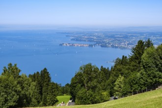 Scenic view of Lake Constance from Pfänder in Lochau, Bregenz, Vorarlberg, Austria