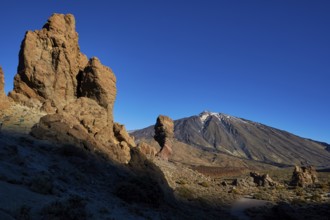 Impressive rocks in a rough volcanic landscape in sunny weather, UNESCO World Heritage Site, Teide