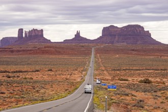 Mexican Hat, Utah - A view of some of the Monument Valley rock formations in Arizona from US