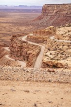 Mexican Hat, Utah - The Moki Dugway, an unpaved road with tight curves and no guardrails which