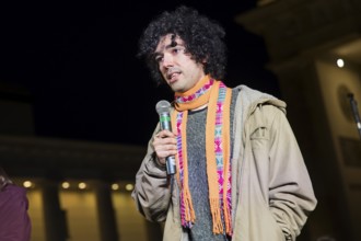 Arshak Makichyan (Russian-Armenian climate activist) speaks at the international climate demo under