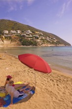 Sandy beach beach, Moraira, former fishing village pearl of the Costa Blanca Valencia Spain