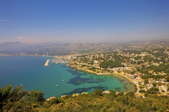 Top view, green vegetation, bay, Moraira, Costa Blanca, Spain