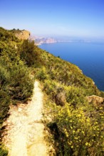 Hiking trail, cliffs, natural landscape, nature reserve, national park, on Cap d'Or, Moraira, Costa