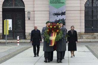 Wreath procession with Governing Mayor of Berlin Kai Wegner, Cornelia Seibeld, President of the