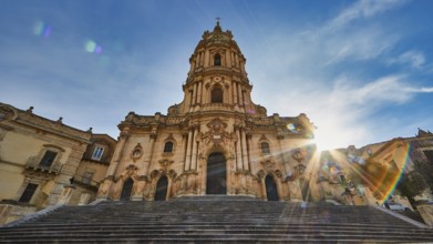 Duomo di San Giorgio, St. George's Cathedral, Modica, impressive Baroque church at sunset with