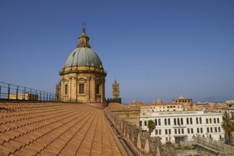 Historic dome architecture over the roofs of Palermo under clear skies, Palermo, Cathedral, UNESCO