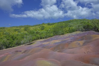 Close-up tourist attraction in Mauritius, Seven Coloured Earth, popular tourist destination.