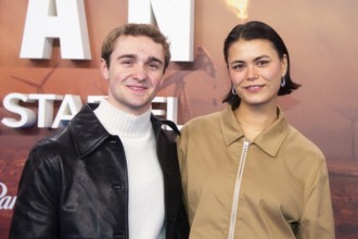 Luis Vorbach and Tomomi Themann, LANDMAN, red carpet for the European premiere of the 2nd season of