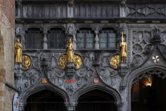 Richly decorated façade and entrance portal to St. Ivo Chapel at the Basilica of the Holy Blood,