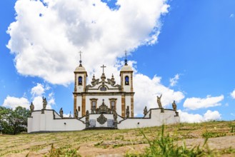 View of historical sanctuary of Bom Jesus de Matosinhos and sculptures of the twelve prophets by