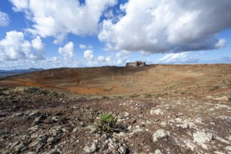 Castillo de Santa Bárbara on the Montaña Guanapay volcanic crater, Lanzarote, Canary Islands, Spain