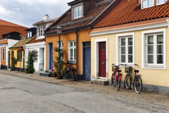 Colourful traditional houses, picturesque old town, Ystad, Sweden