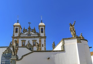 Church and sculptures of the twelve prophets made by Aleijadinho at the Sanctuary of Bom Jesus de