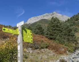 Hiking trails footpath sign Guarrinza - La Mina, Parque Natural Valles Occidentales, Hecho,