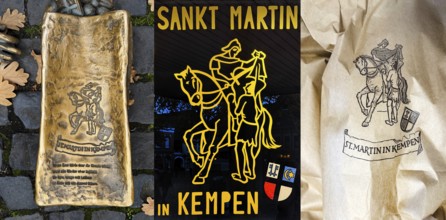Martin bag of the sculpture entitled Saint Martin in Kempen by Michael Franke, poster and real