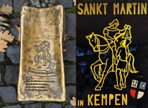 Martin bag of the sculpture with the title Sankt Martin in Kempen by Michael Franke and poster at
