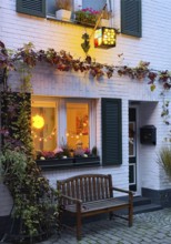 Decorated house façade for the Martin train in Tiefstraße, Altstadt, Kempen, Lower Rhine, North