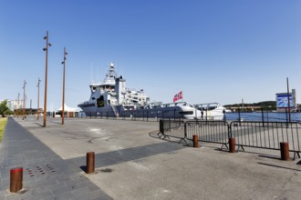 Coast guard, multi-purpose vessel, patrol vessel, Norwegian flag, harbour front, Aalborg, Ålborg,