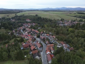 Street in the village of Trautenstein in the Harz Mountains, Saxony-Anhalt, Germany