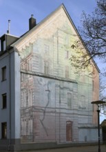 Street art on a fire wall, illusion painting, Kempen, Lower Rhine, Germany