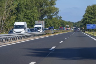 Traffic jam on the opposite side of the A 10, Berlin, Germany