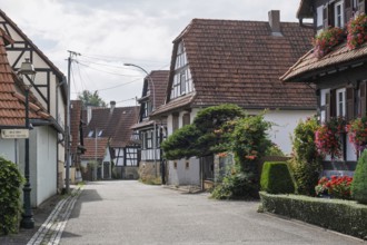 The street village of Hohwiller, in German Hohweiler, Alsace, France