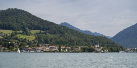 View of Tegernsee, Castle, Bad Wiessee, Upper Bavaria, Bavaria, Germany