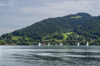 View from Bad Wiessee across Tegernsee to Sankt Quirin, Gmund am Tegernsee, Upper Bavaria, Bavaria,