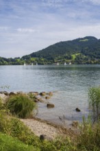 View from Bad Wiessee across Tegernsee to Sankt Quirin, shore of Tegernsee, Gmund am Tegernsee,