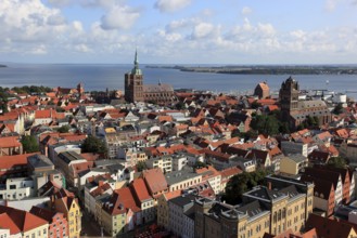 City panorama from above, Stralsund, Hanseatic City of Stralsund, Vorpommern-Rügen District,