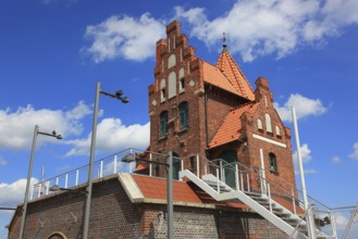 Pilot house, a heritage-protected building in the city's harbor, Stralsund, Vorpommern-Rügen
