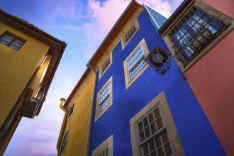 Beautiful and colorful Porto Streets near Rio Douro in historic center